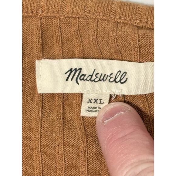 Madewell Women’s Ribbed Cardigan Crop Top Mustard Yellow Button Up Sz XXL - Picture 4 of 4